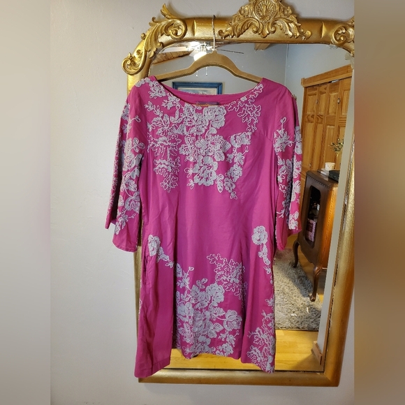 Sweet Sinammon Tops - Embroidered Pink Dress